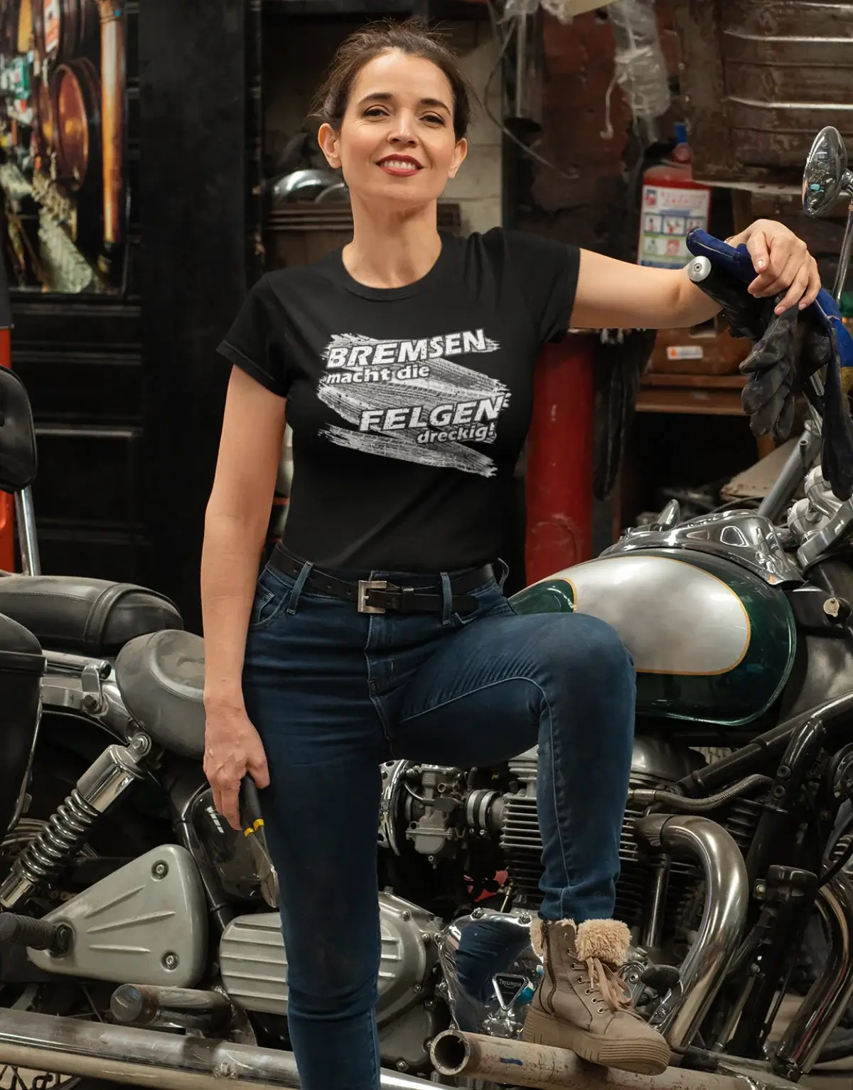 Damen T-Shirt Bremsen macht die Felgen dreckig