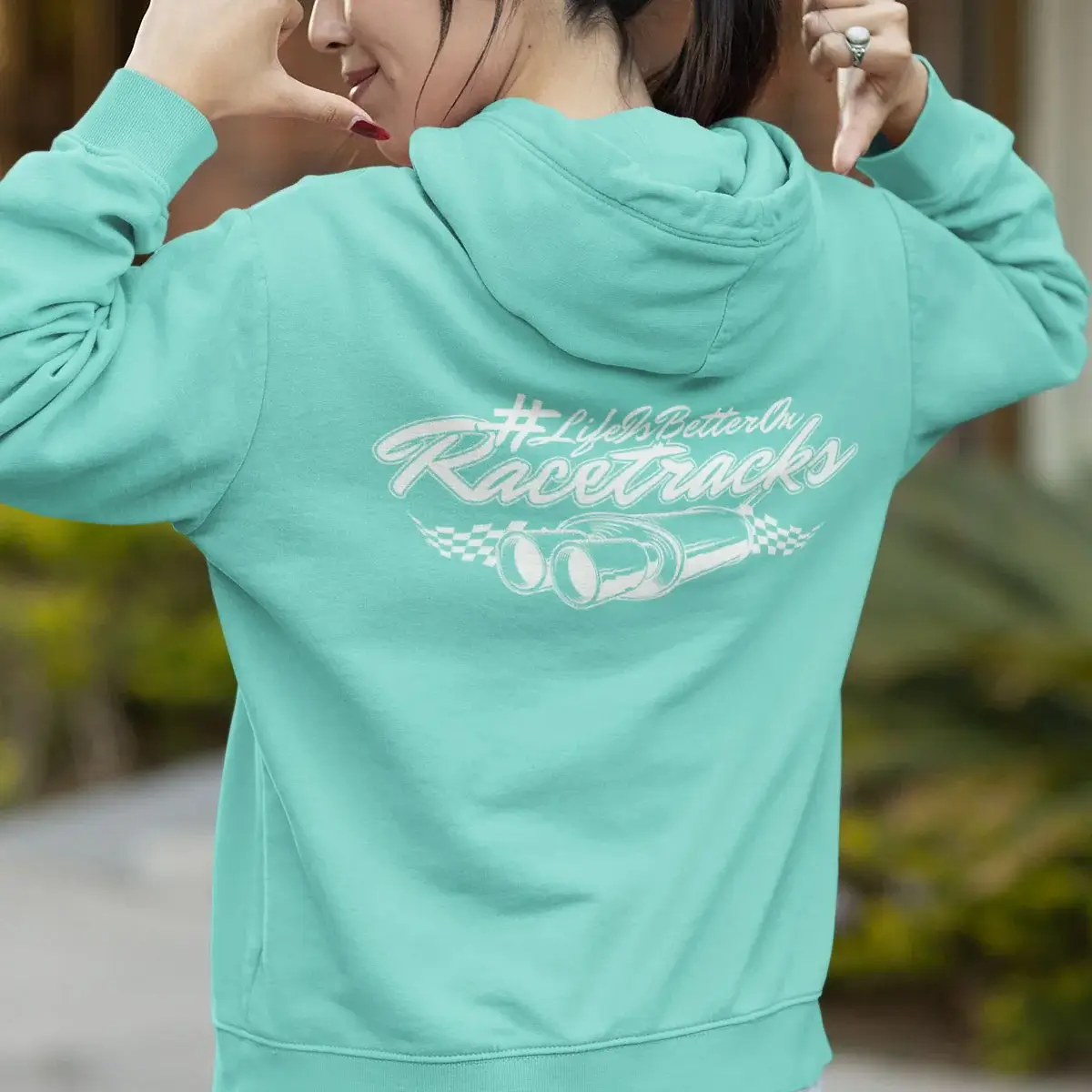 Exklusiv - Damen Hoodie DoubleVibes #LifeIsBetterOnRacetracks 4 Exklusiv - Damen Hoodie DoubleVibes #LifeIsBetterOnRacetracks – Bild 4